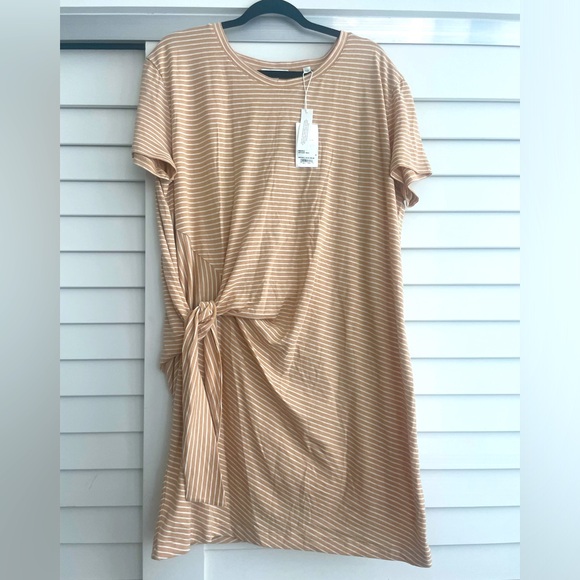 NWT WOMENS STRIPE SIDE TIE T-SHIRT DRESS XL - Picture 2 of 4